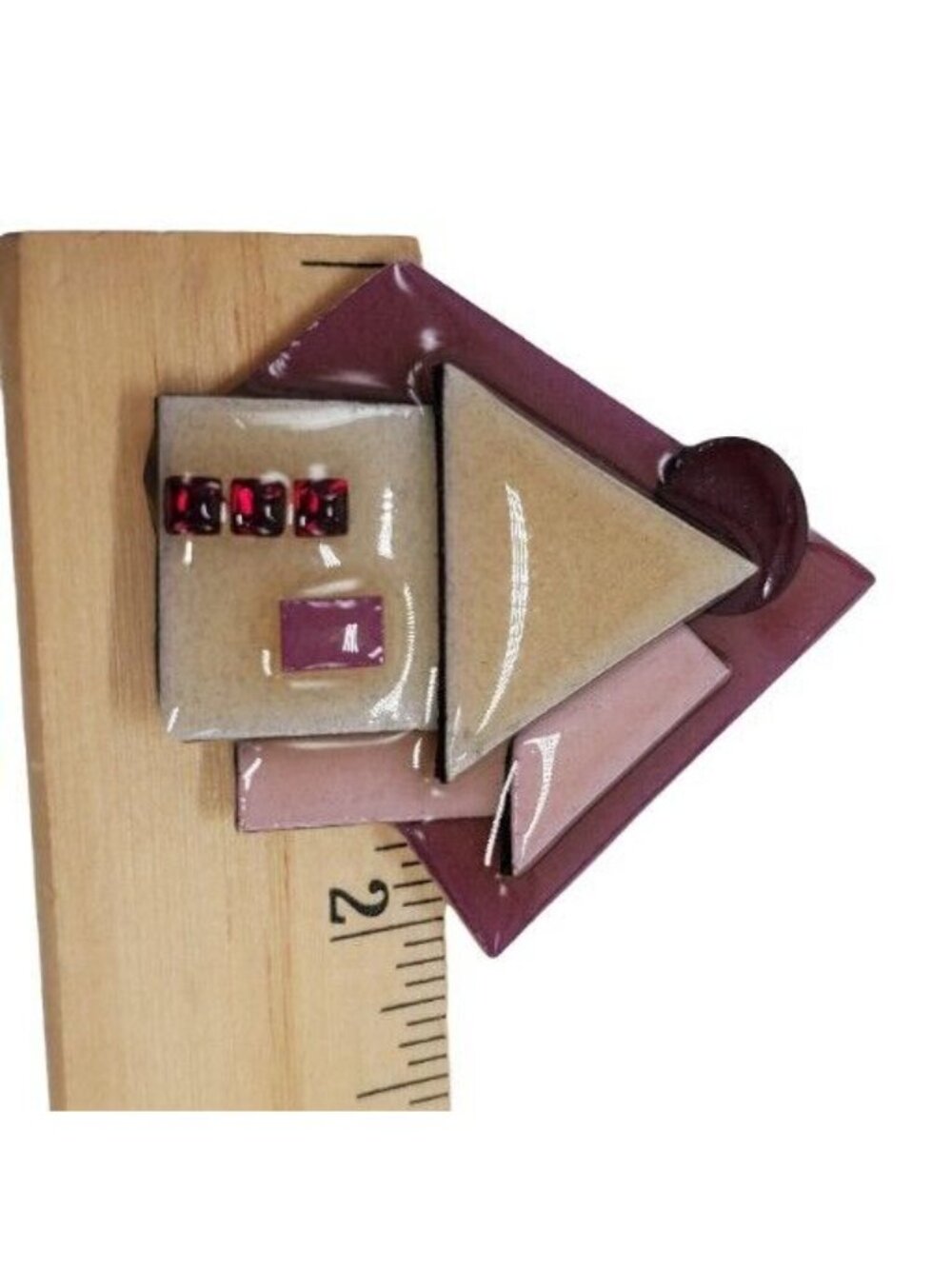 Vintage House Pin by Lucinda Brooch Pink Beige Enamel Resin - Picture 3 of 9